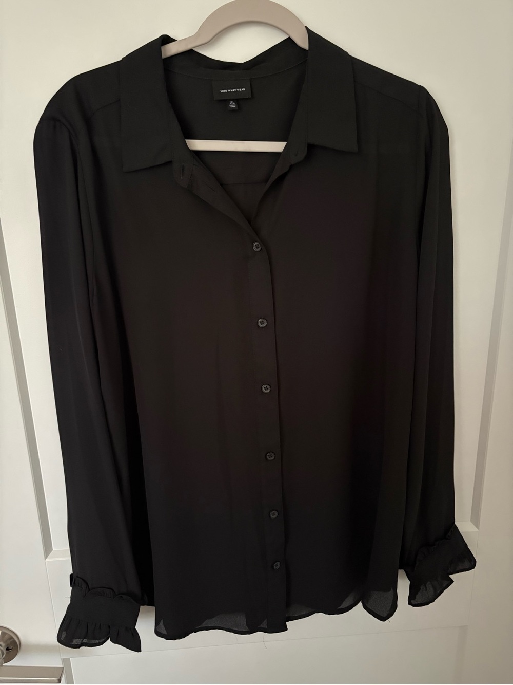 Who What Wear Black Button-Up Blouse